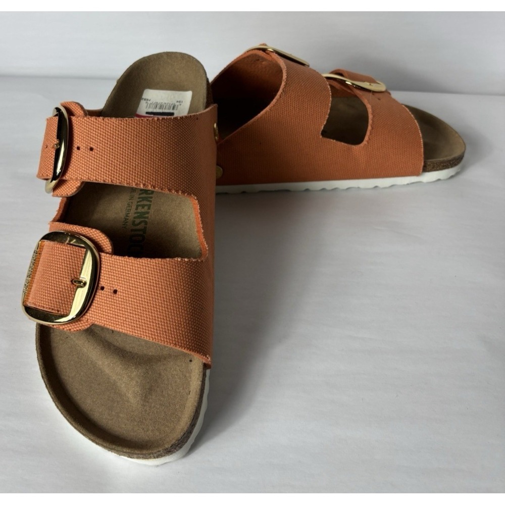 Birkenstock Women's Arizona Vegan Canvas Sandal Big Buckle Papaya Sz US 10-10.5